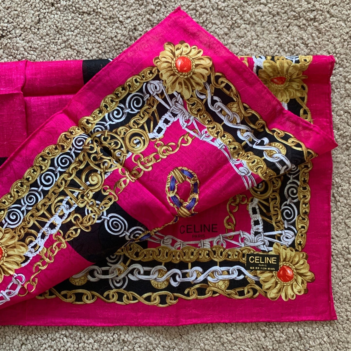 Celine New unused cotton scarf handkerchief foulard