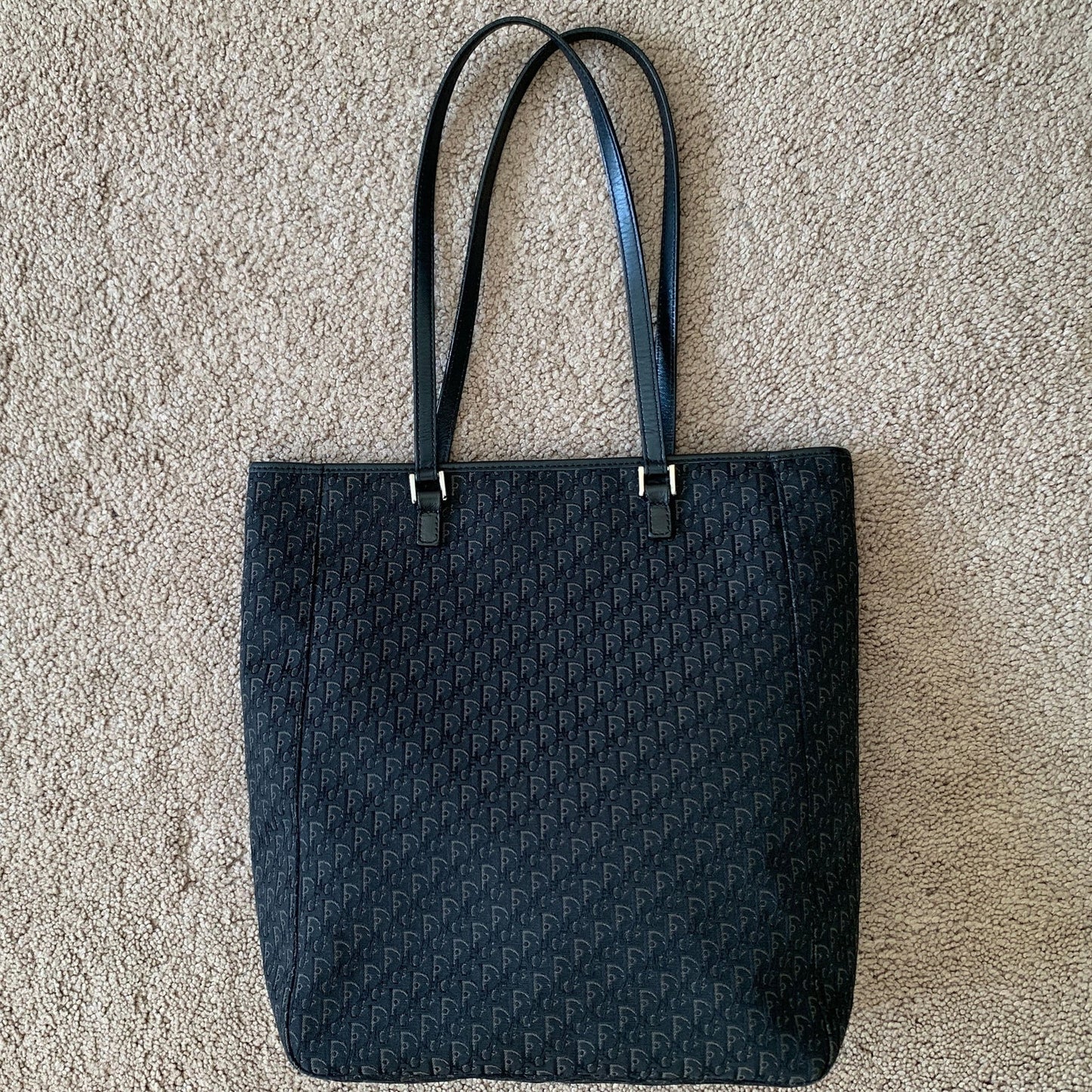 D1004 Christian Dior trotter black canvas tote bag