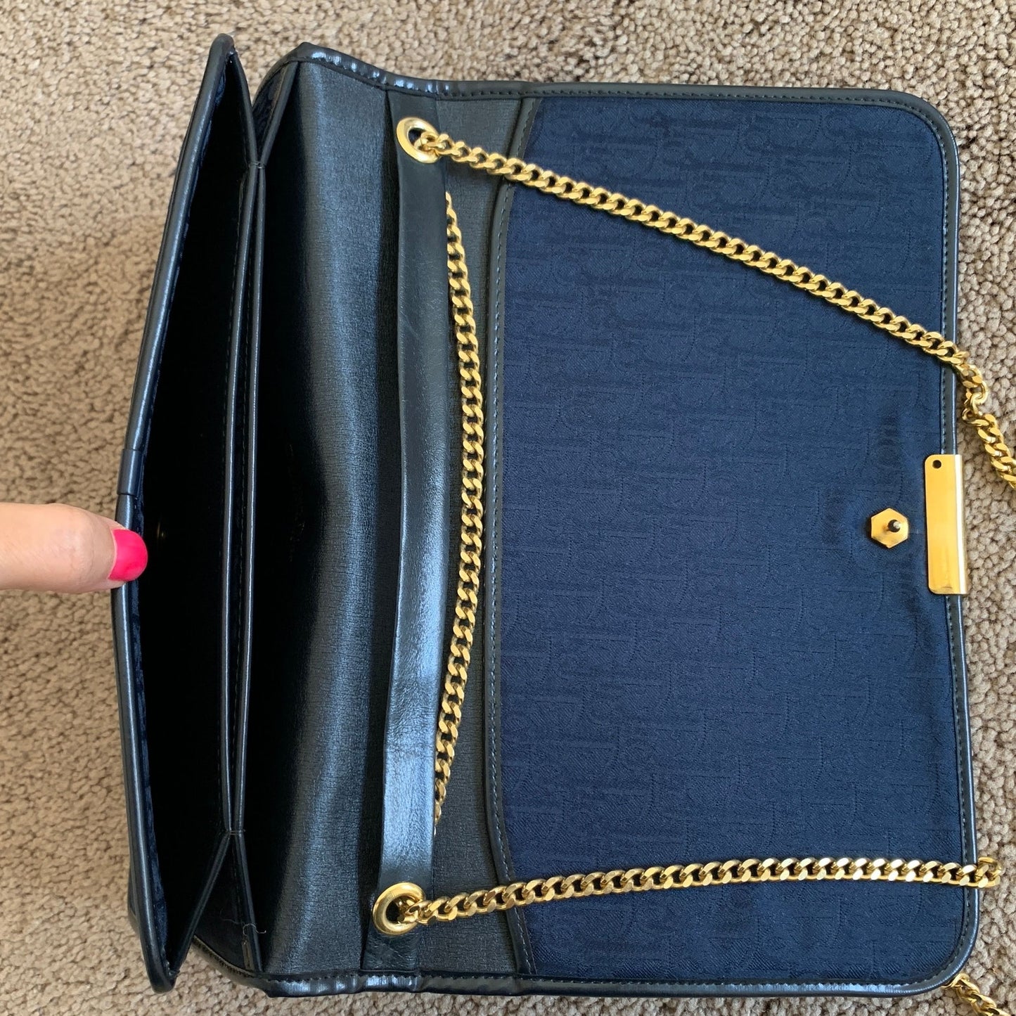 Christian Dior vintage blue trotter 2 way bag