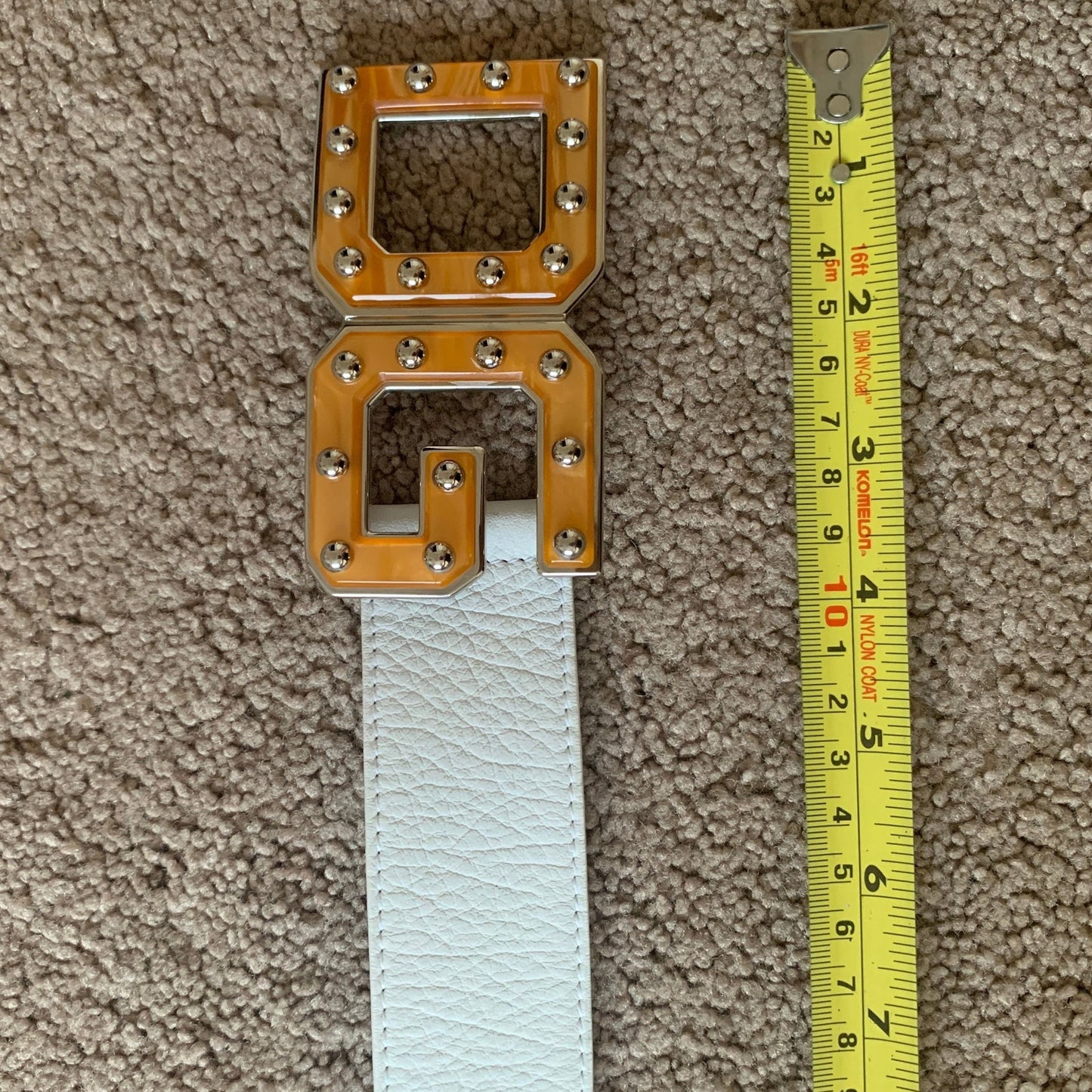 DG1014 Dolce & Gabbana size 36 inch DG logo white leather belt