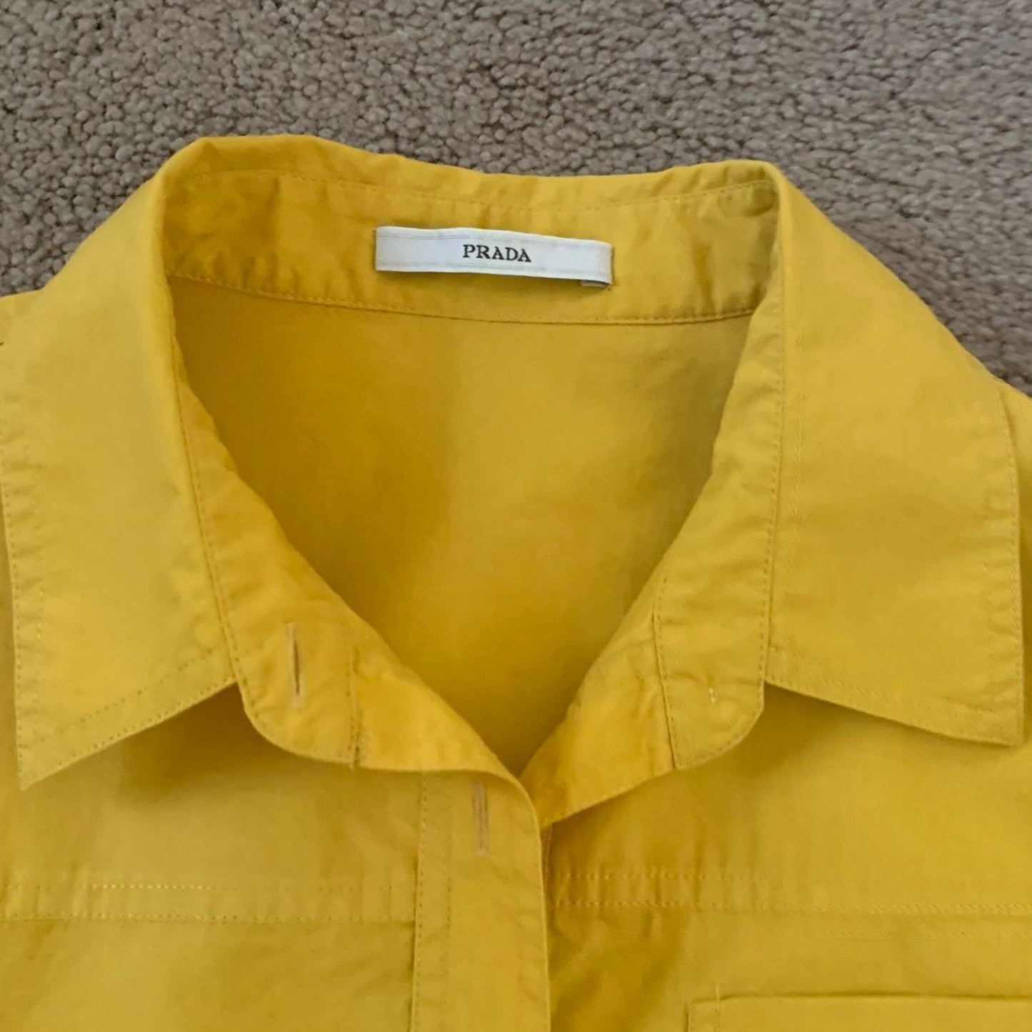 P1003 Prada women's mustard yellow cotton shirt