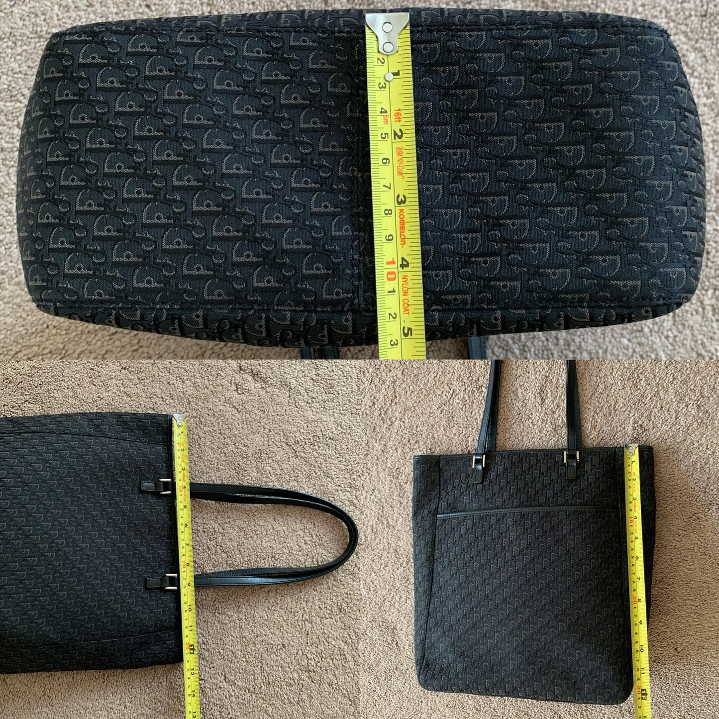 D1004 Christian Dior trotter black canvas tote bag