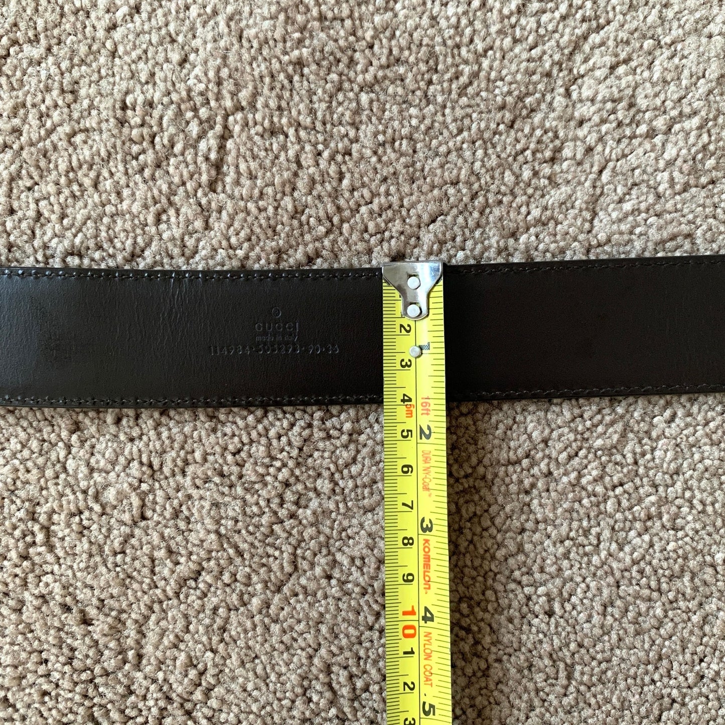 G1047 Gucci unisex 90 cm 36 inch signature monogram brown leather belt