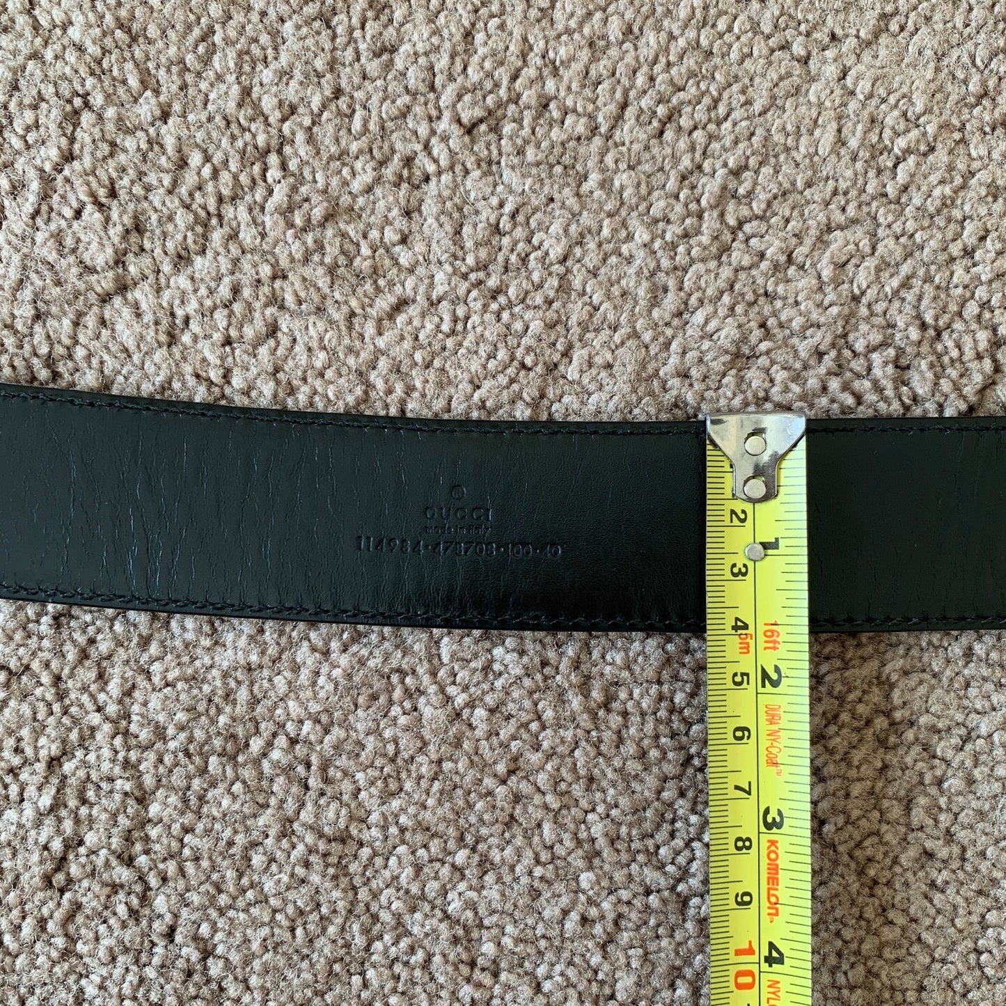 G1036 Gucci unisex signature monogram black leather belt size 100 cm 40 inch