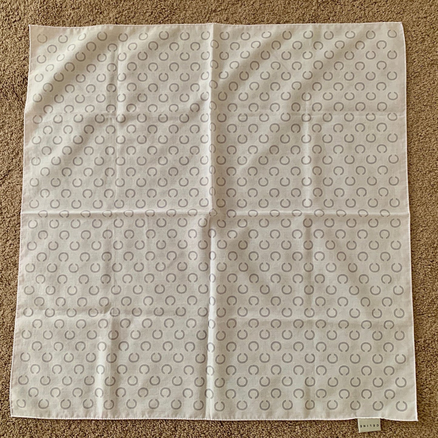 Celine women's cotton logo foulard scarf handkerchief