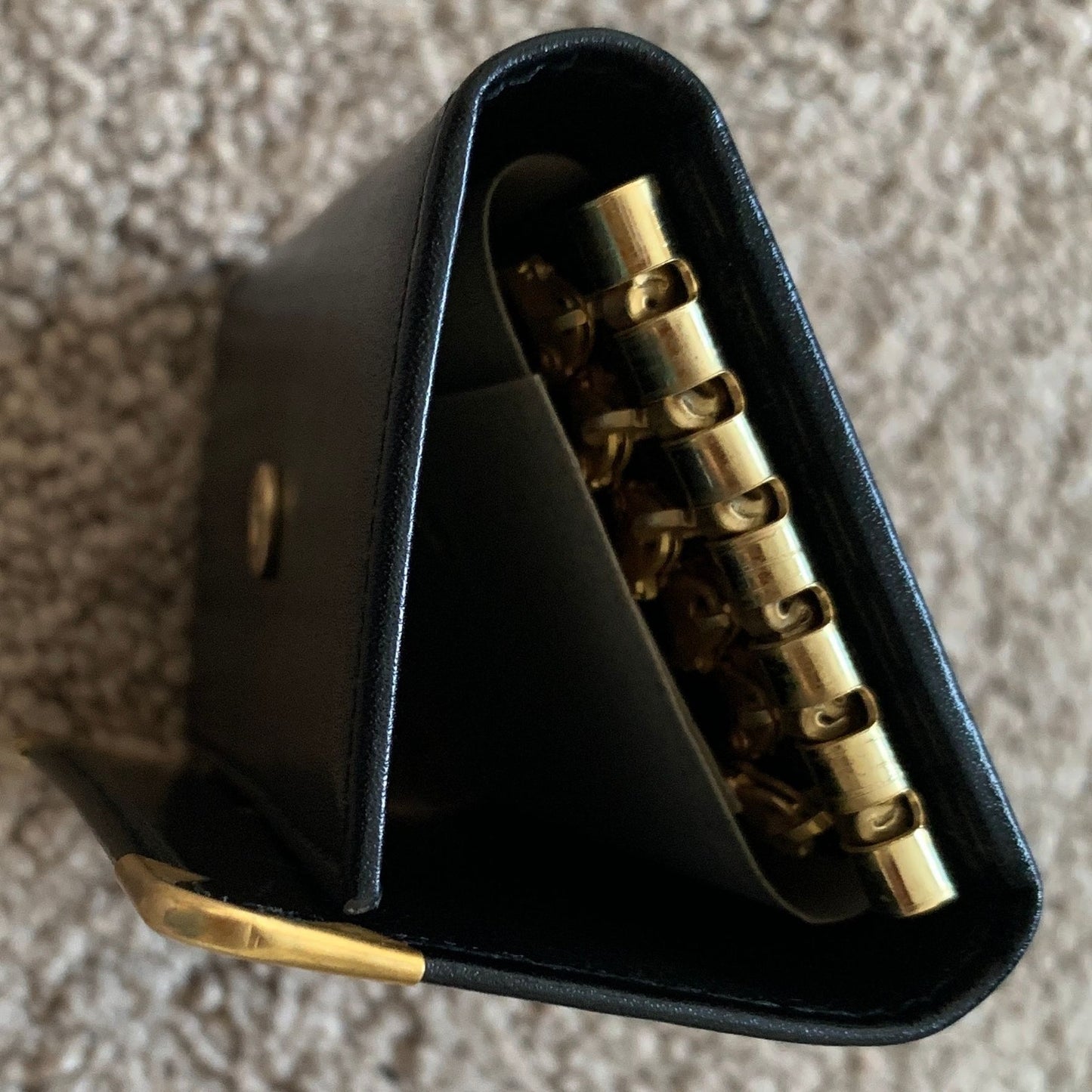 CL1019 Celine unisex horse carriage black leather key holder