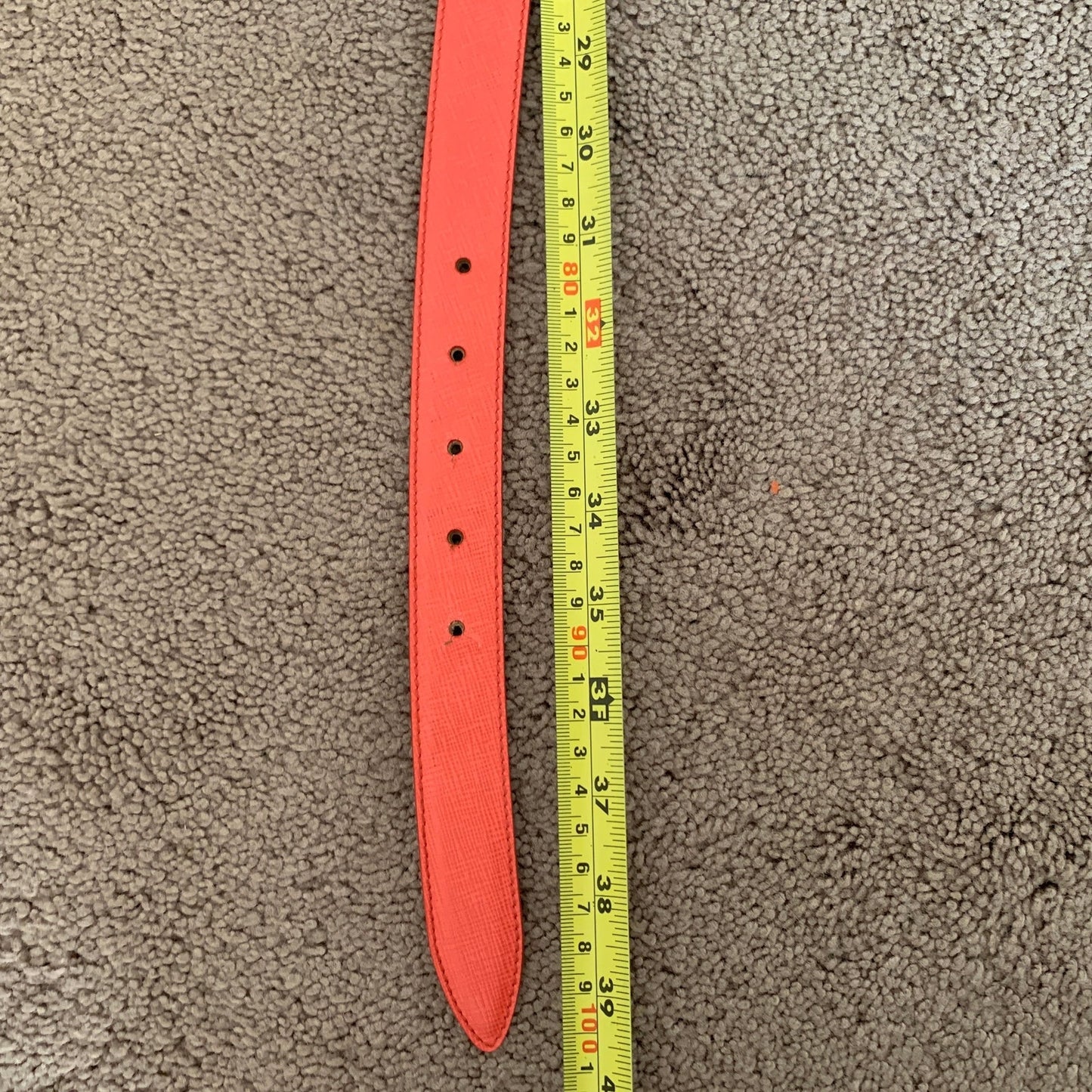 P1005 Prada women's coral saffiano leather belt size 34 inch