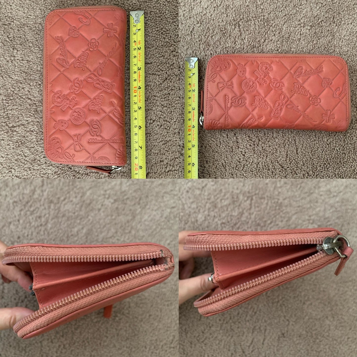 Rare Chanel women's pink zippy long leather wallet