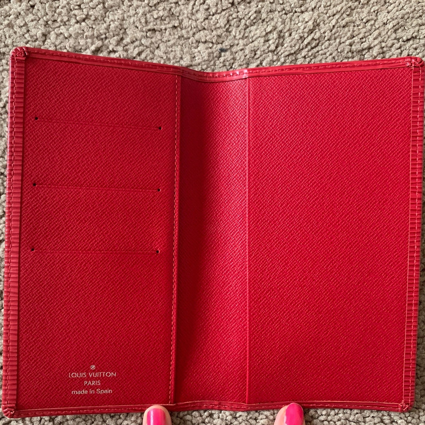 LV1039 Louis Vuitton unisex Epi red leather card holder wallet