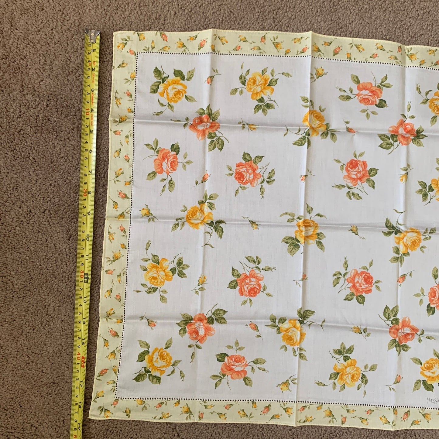 YSL Yves Saint Laurent NWT unused flower cotton handkerchief foulard scarf