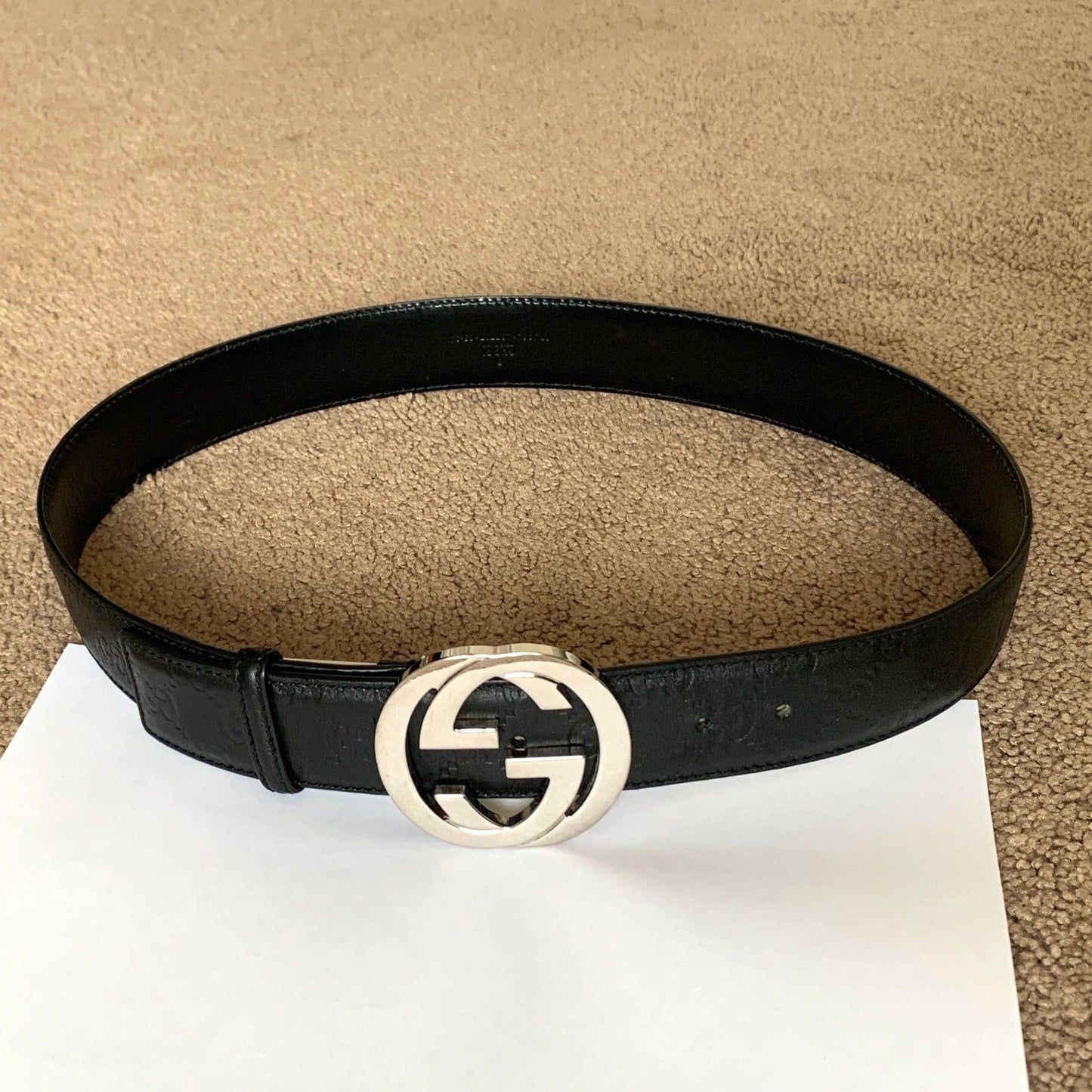 G1024 Gucci signature guccissima black leather belt size 34